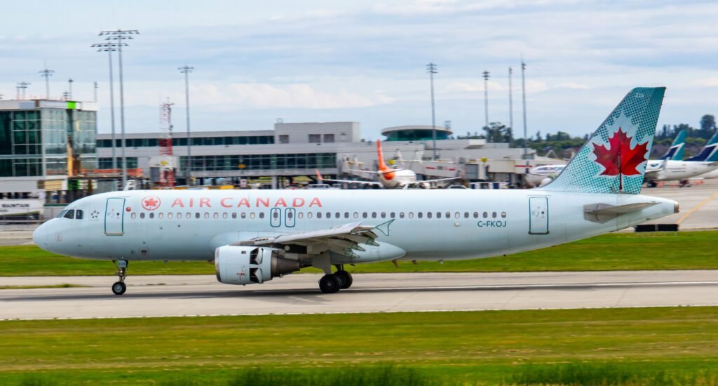 air canada airplane on the runaway