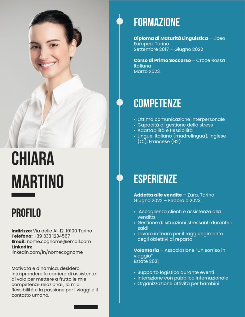 Esempio CV per assistenti di volo