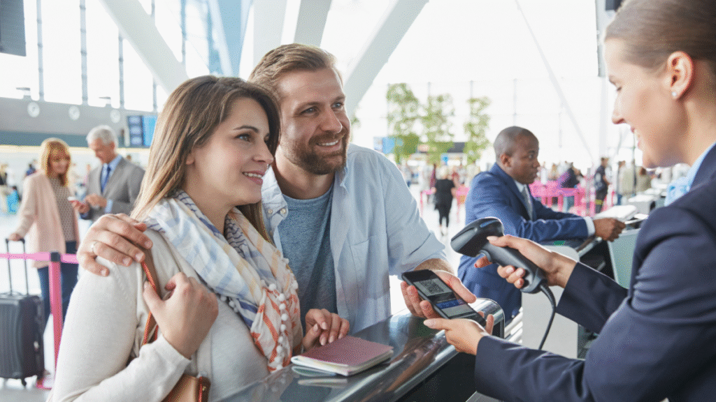 Addetto di scalo aeroportuale al lavoro