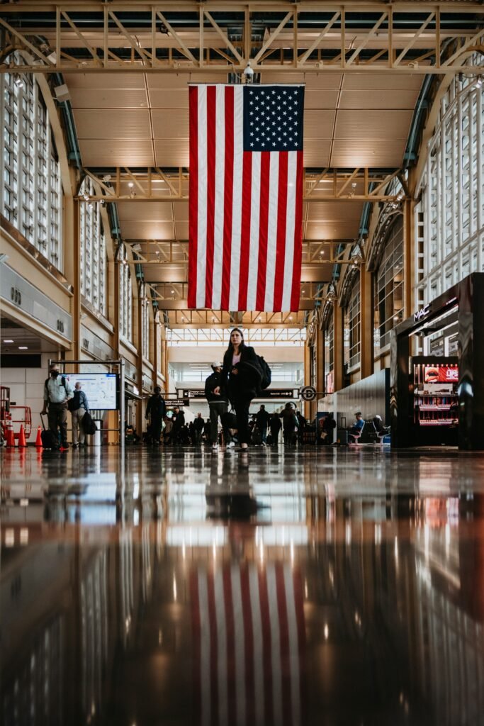 American Flag In The Airport