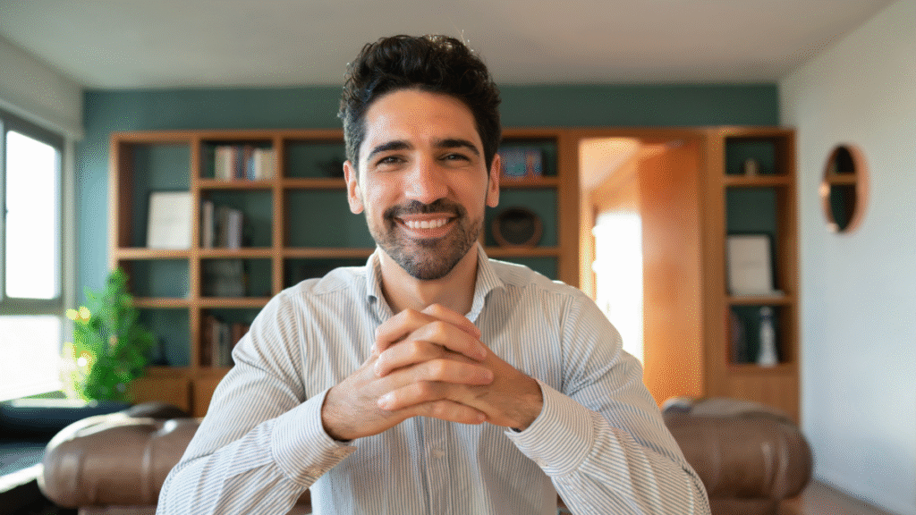 Young man ready for the online interview
