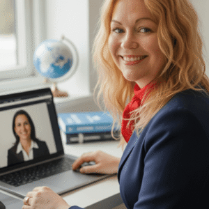Flight Attendant smiling during a Call