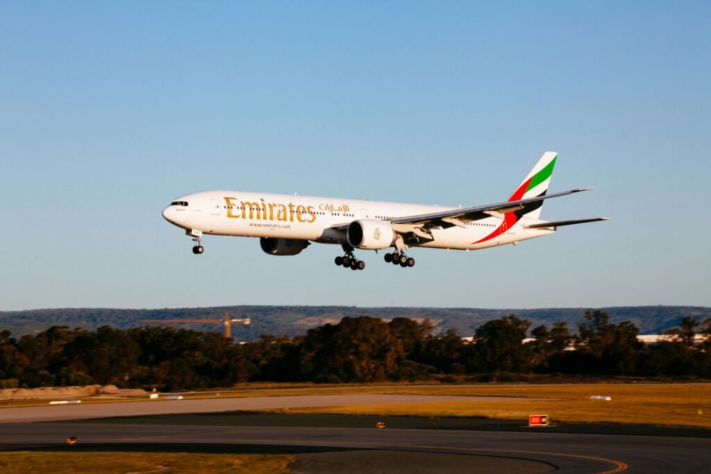 Emirates plane landing