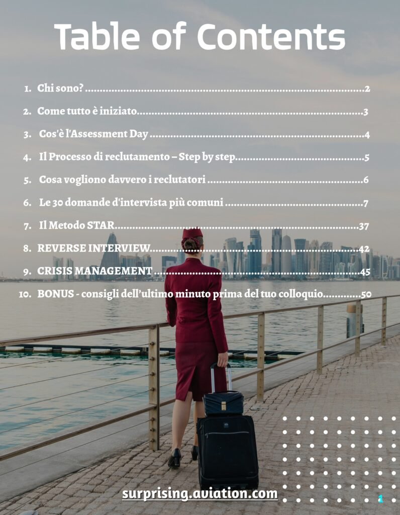 Le 30 domande per diventare assistente di volo- sommario