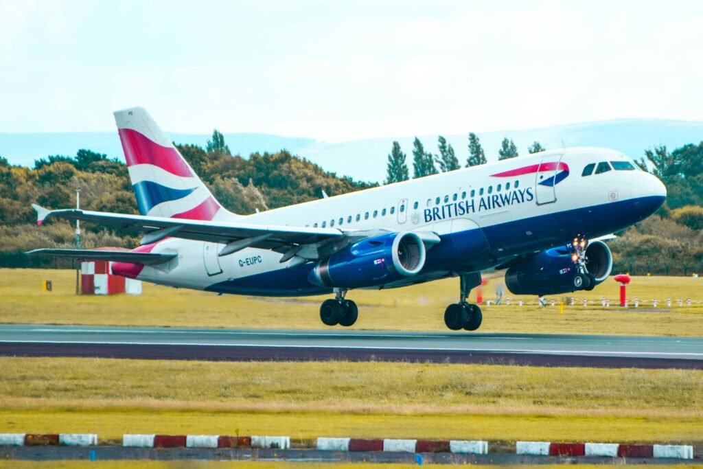 British Airways aircraft taking off, an airline recruiting cabin crew through its talent pool
