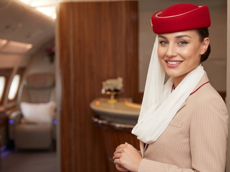 Una bellissima hostess di volo Emirates