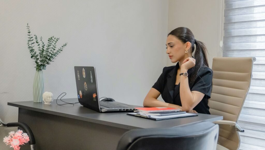 Adult woman at computer